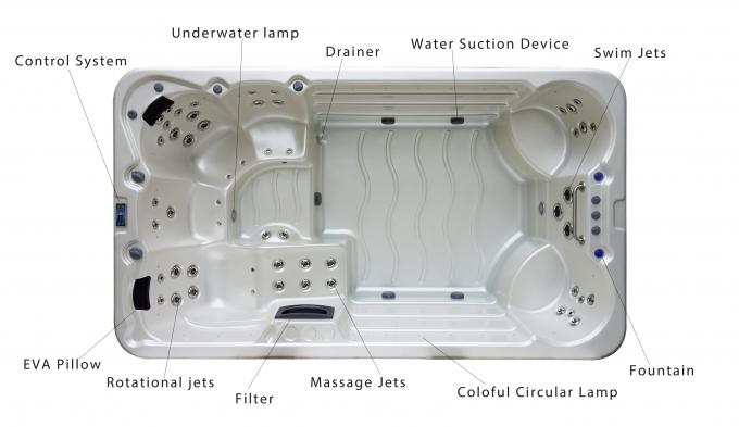 baquet chaud de bain de 4m de station thermale de piscine de massage extérieur de tourbillon avec 6 sièges 0